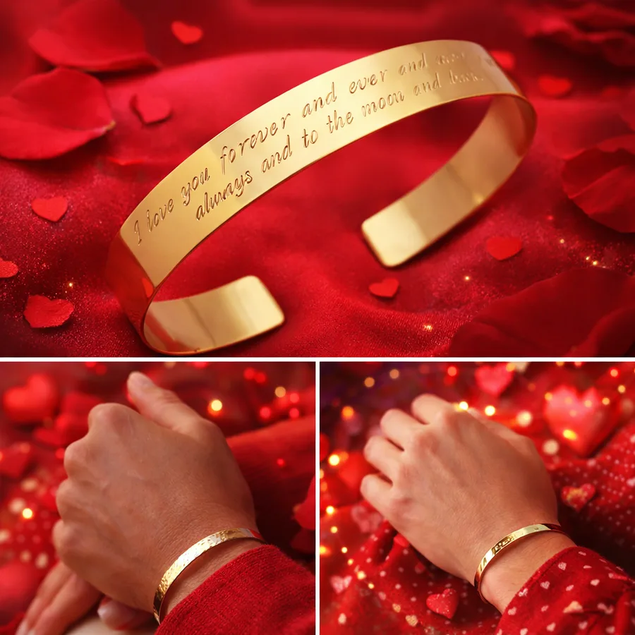 צמיד קשיח זהב בעיצוב אישי לאישה