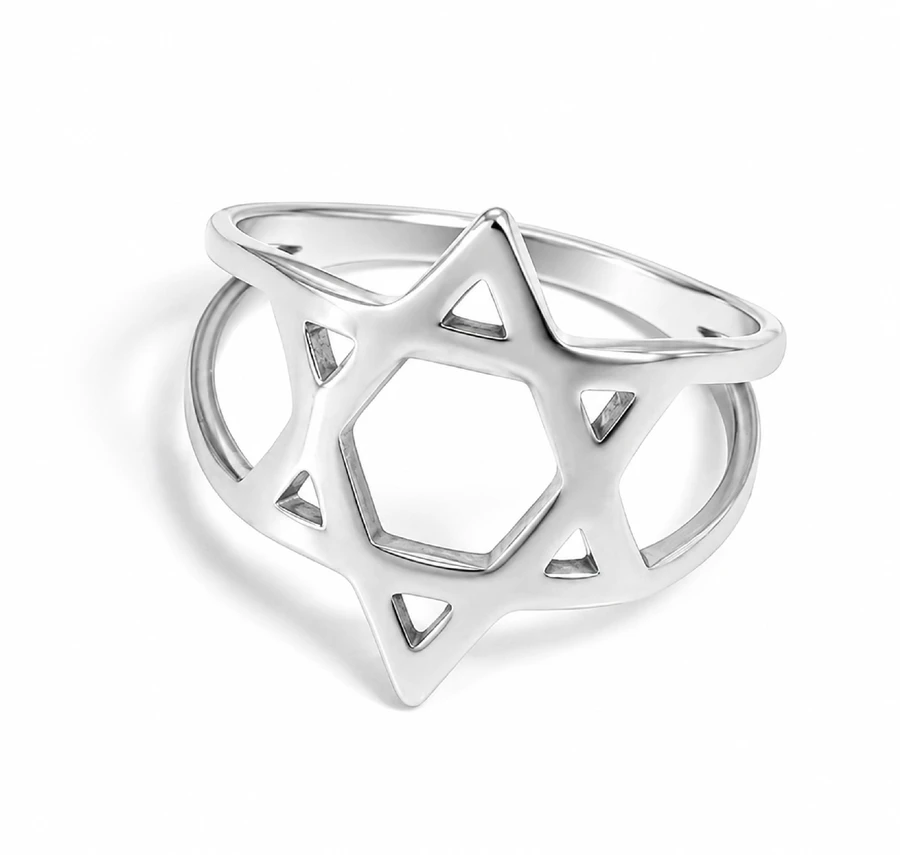 טבעת כסף מגן דוד לאישה