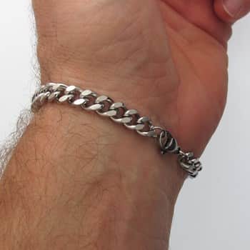 צמיד כסף לגבר עם סוגר חזק, צמיד חוליות כסף לגברים
