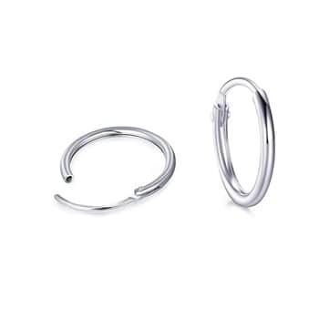 עגילי חישוק מכסף אמיתי STERLING לעוזן רגישה