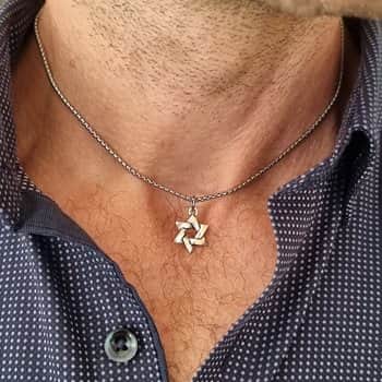 שרשרת קצרה עם תליון מגו דוד לגברים