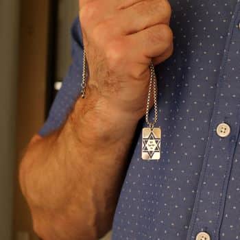 שרשרת דיסקית חייל בשילוב מגן דוד לגברים