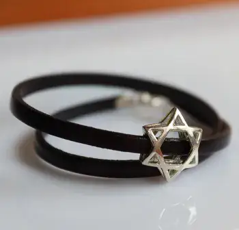 צמיד עור עם מגן דוד - מתנה לילד בן 8, 9, 10, 11, 12, 13