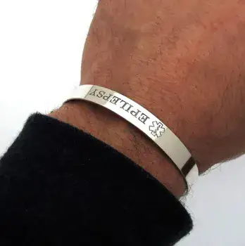 צמיד אפילפסיה עם פרטים אישיים לגברים