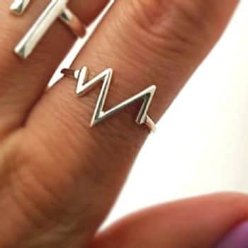 טבעת פעימות לב, טבעת כסף אמיתי, טבעת מיוחדת לאישה, טבעות כסף סטרלינג 100%