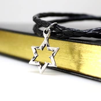 שרשרת מגן דוד לגבר - שרשרת עור עם תליון
