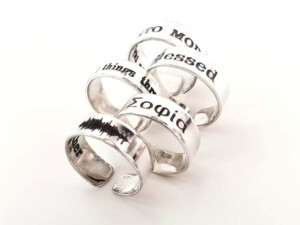 טבעות כסף לנשים - טבעת כסף רחבה לאישה עם חריטה אישית