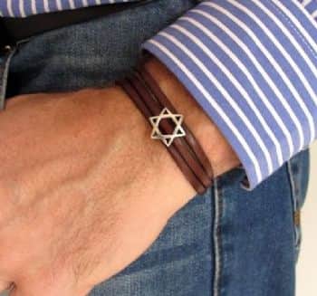 צמיד לגבר עם מגן דוד - צמיד עור לגברים