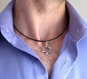 שרשרת עור לגבר - שרשרת מגן דוד לגבר