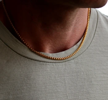 שרשרת בוקס לגבר בעיצוב קלאסי אפשרות לבחירה זהב או כסף