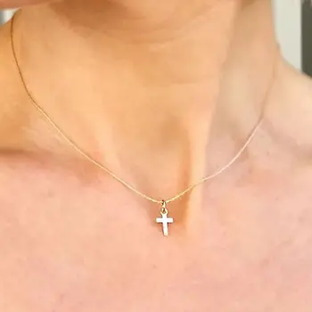שרשרת צלב לאישה - תליוני תליון קטן בזהב או כסף