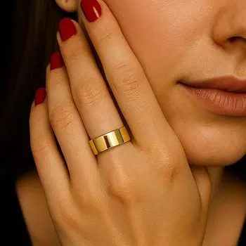 טבעת חלקה זהב גולדפילד 14K - טבעת מבריקה לאישה - טבעות גולדפילד לנשים