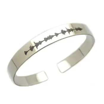 צמיד כסף קשיח בעיצוב אישי עם גלי קול לגבר